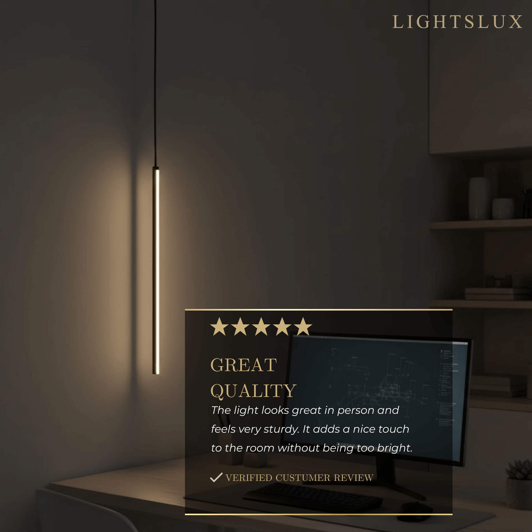 Arcato Minimalist Linear Pendant Light Black Metal Lamp for Bedroom