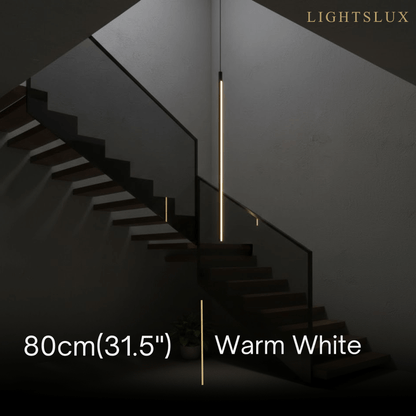 Arcato Minimalist Linear Pendant Light Black Metal Lamp for Bedroom