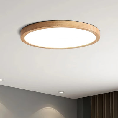 Zenno Moderne runde dimmbare Deckenleuchte – Holz/Acryl für das Wohnzimmer
