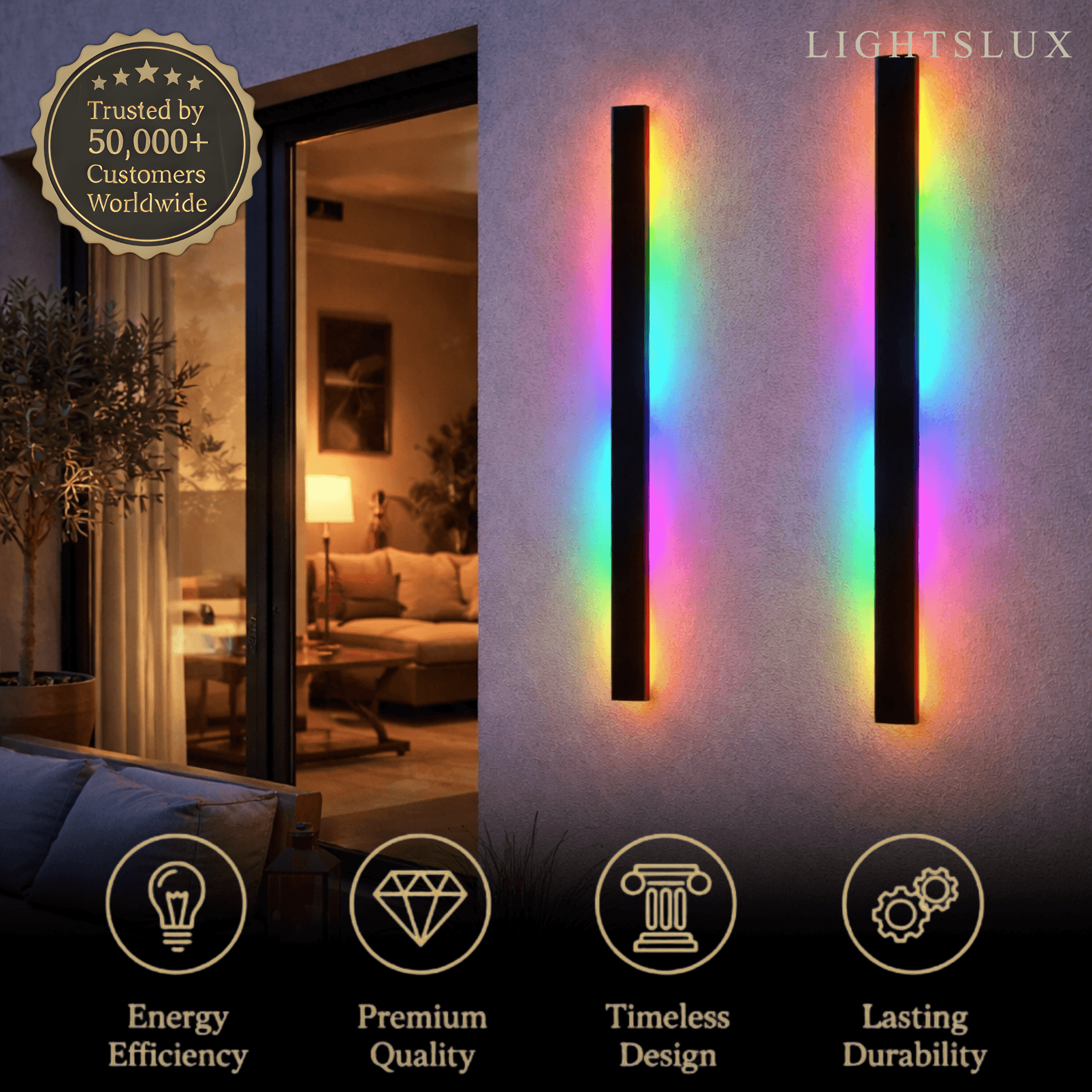 Arcato Minimalist Wall Lamp – Waterproof Linear for Outdoor（RGB）