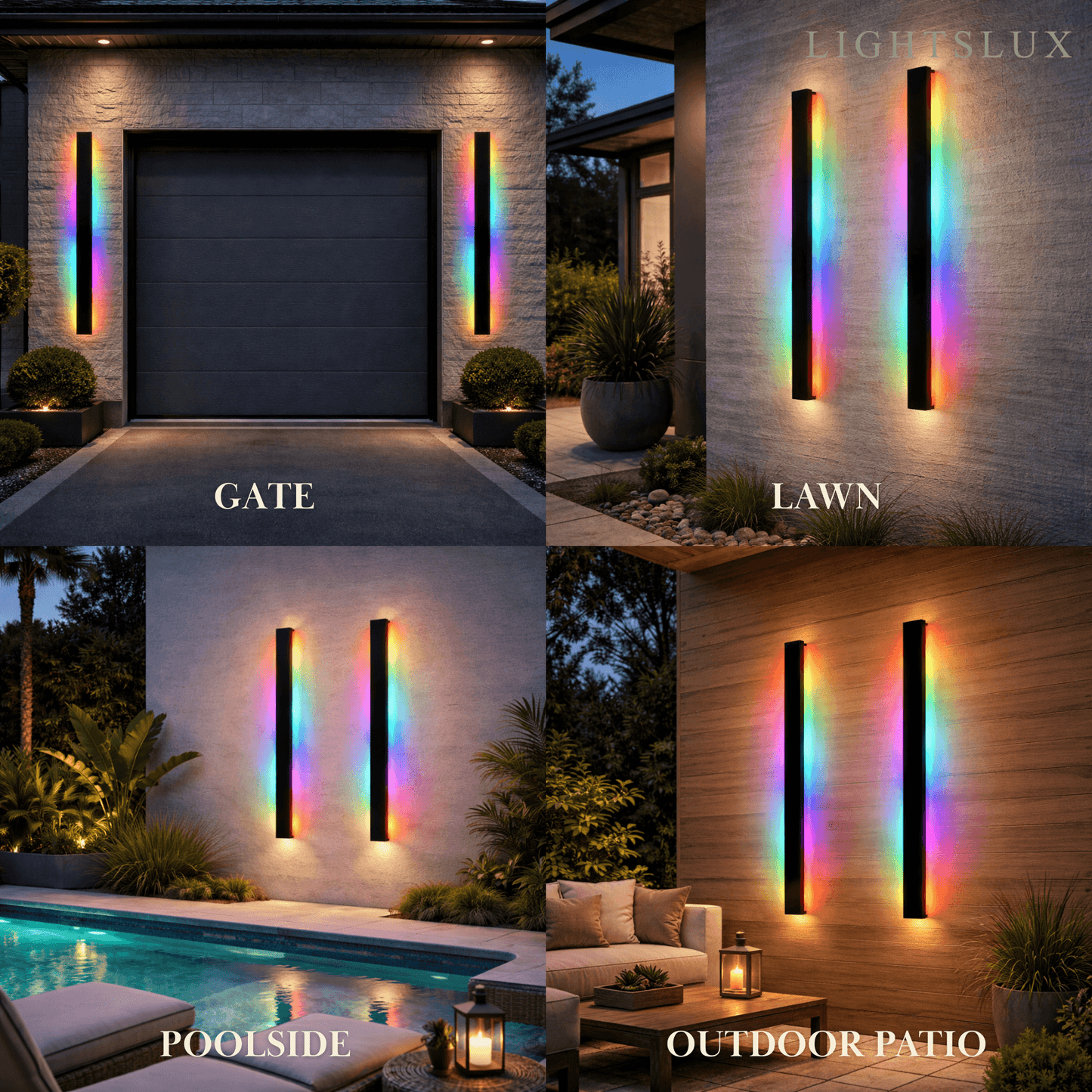 Arcato Minimalist Wall Lamp – Waterproof Linear for Outdoor（RGB）