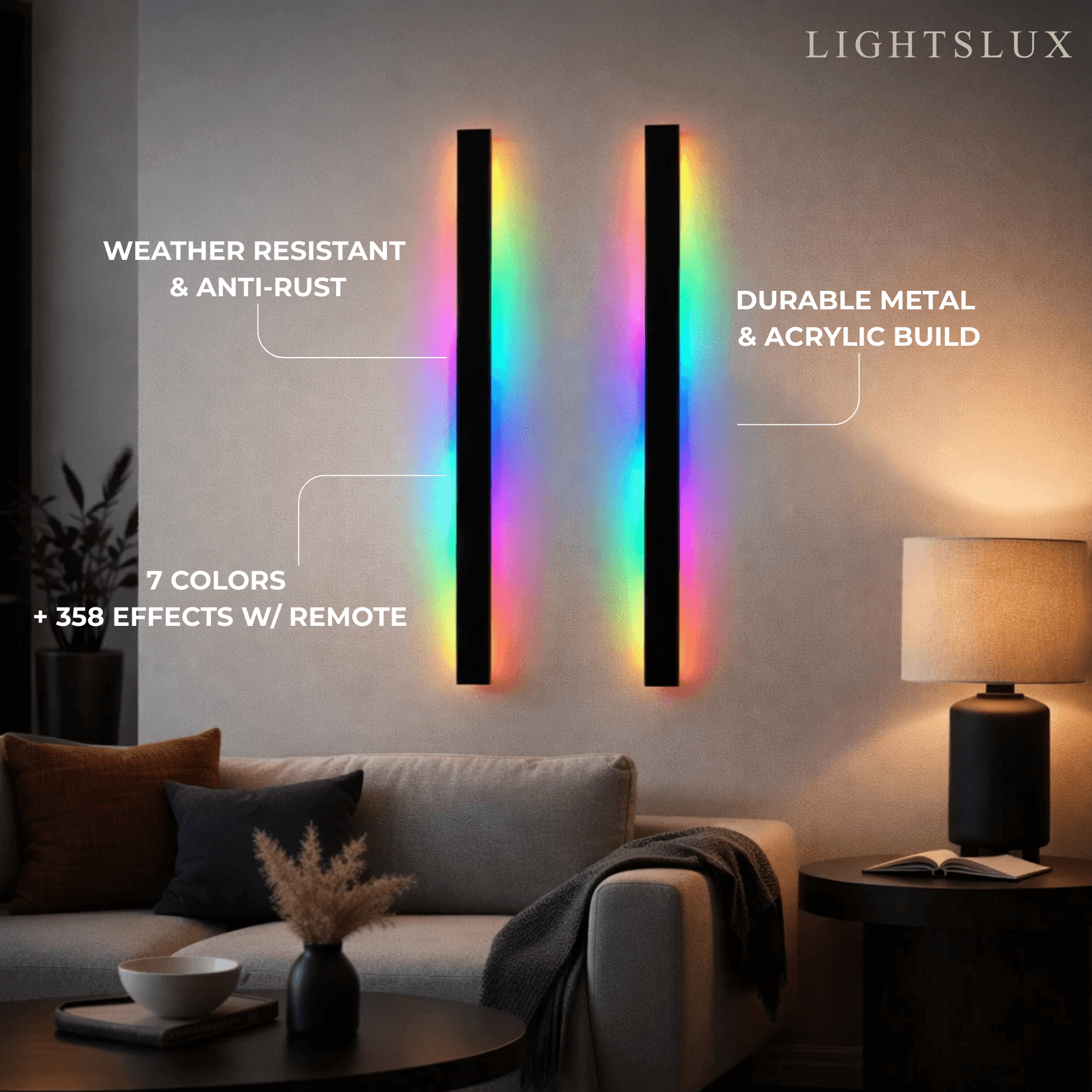 Arcato Minimalist Wall Lamp – Waterproof Linear for Outdoor（RGB）