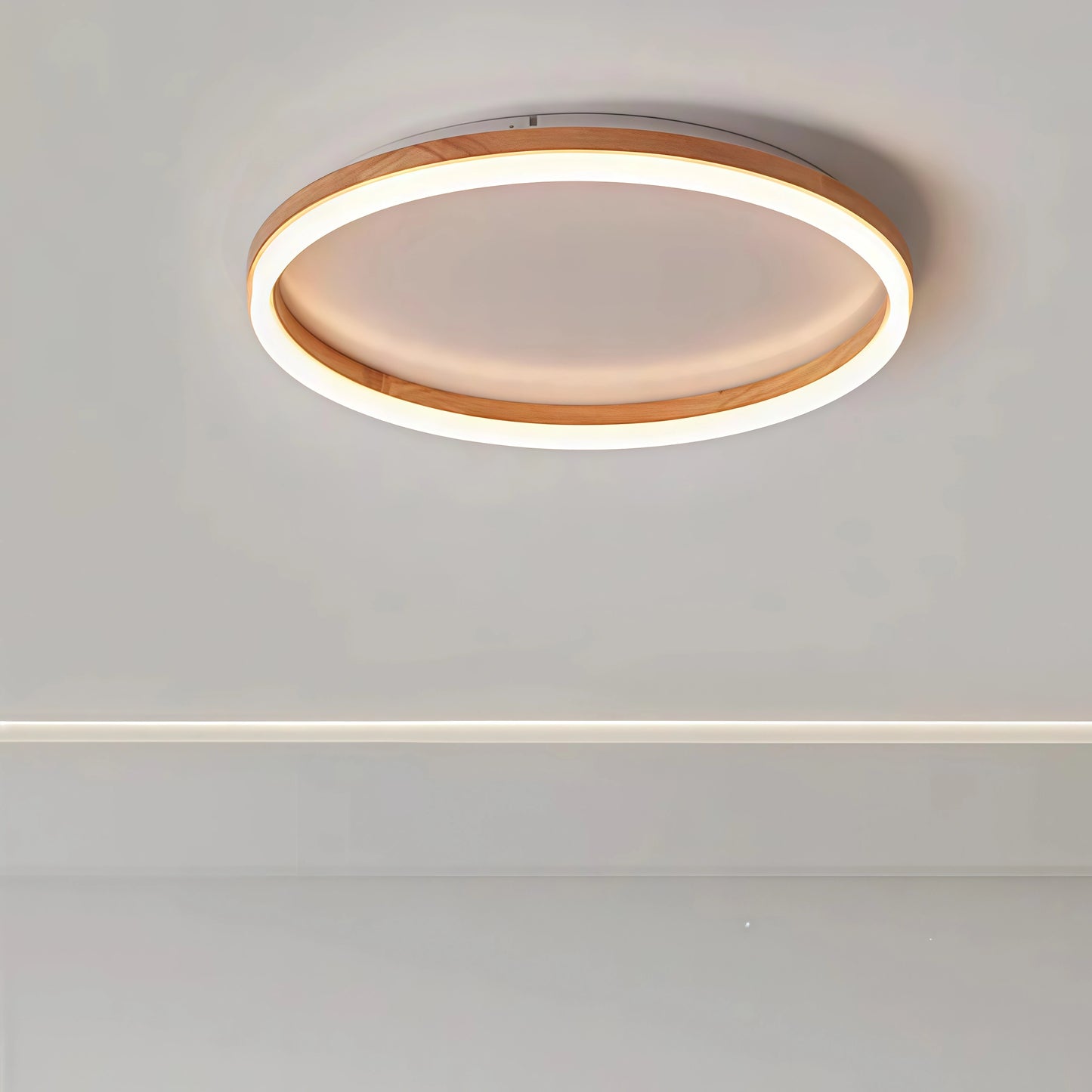 Zenno Minimalist Ring Dimmbare Deckenleuchte zur Wandmontage – Holz &amp; Acryl fürs Schlafzimmer