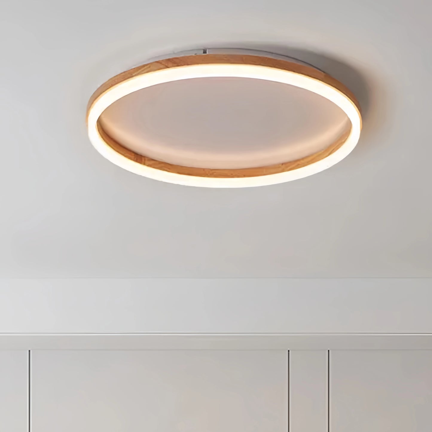 Zenno Minimalist Ring Dimmbare Deckenleuchte zur Wandmontage – Holz &amp; Acryl fürs Schlafzimmer