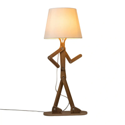 Zenno Art Deco Wood & Fabric Floor Lamp