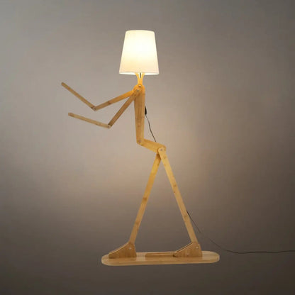 Zenno Art Deco Wood & Fabric Floor Lamp