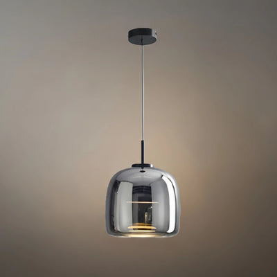 Vetro Moderne mundgeblasene Pendelleuchte – Rauchglas- und Metallakzent für Kücheninsel