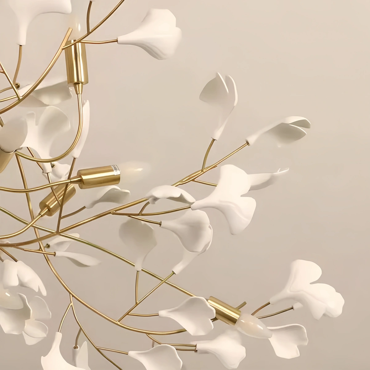  Leaf Chandelier – White or Gold Ceramic Design for Dining Room