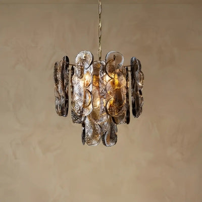 Vetro Vintage Glass Chandelier -- Smoked Gray Murano & Metal for Dining Room