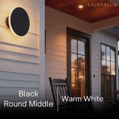 Solara Minimalist LED Outdoor Wall Lamp – Black/White Round/Square Porch Sensor Light