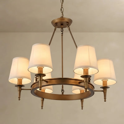 Nebula Vintage Black Chandelier - Copper Ring Metal Frame with Fabric for Dining Room