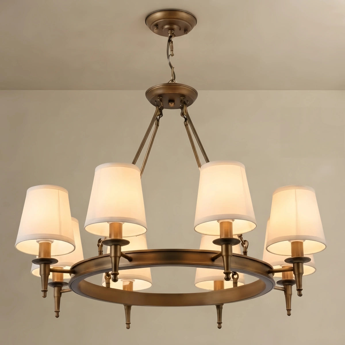 Nebula Vintage Black Chandelier - Copper Ring Metal Frame with Fabric 