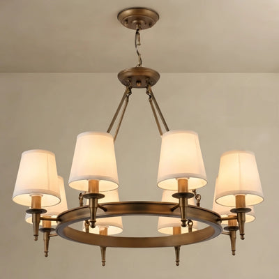 Nebula Vintage Black Chandelier - Copper Ring Metal Frame with Fabric 