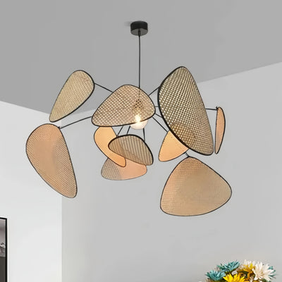 Zenno Art Deco Designer Rattan Chandelier 
