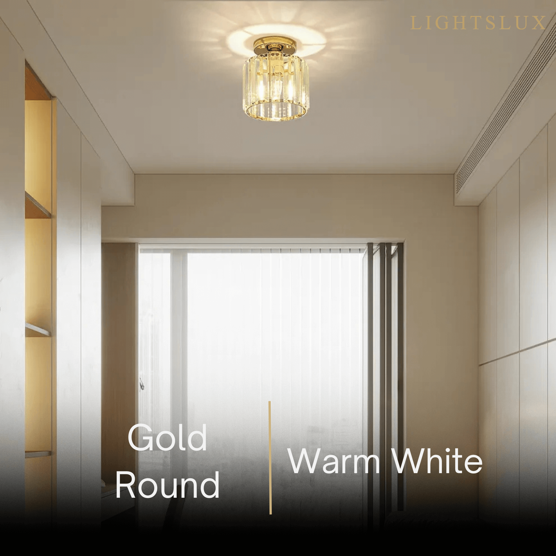 Vetro Modern Ceiling Lamp Metal/Crystal Design in Black/Gold/Silver for Bedroom