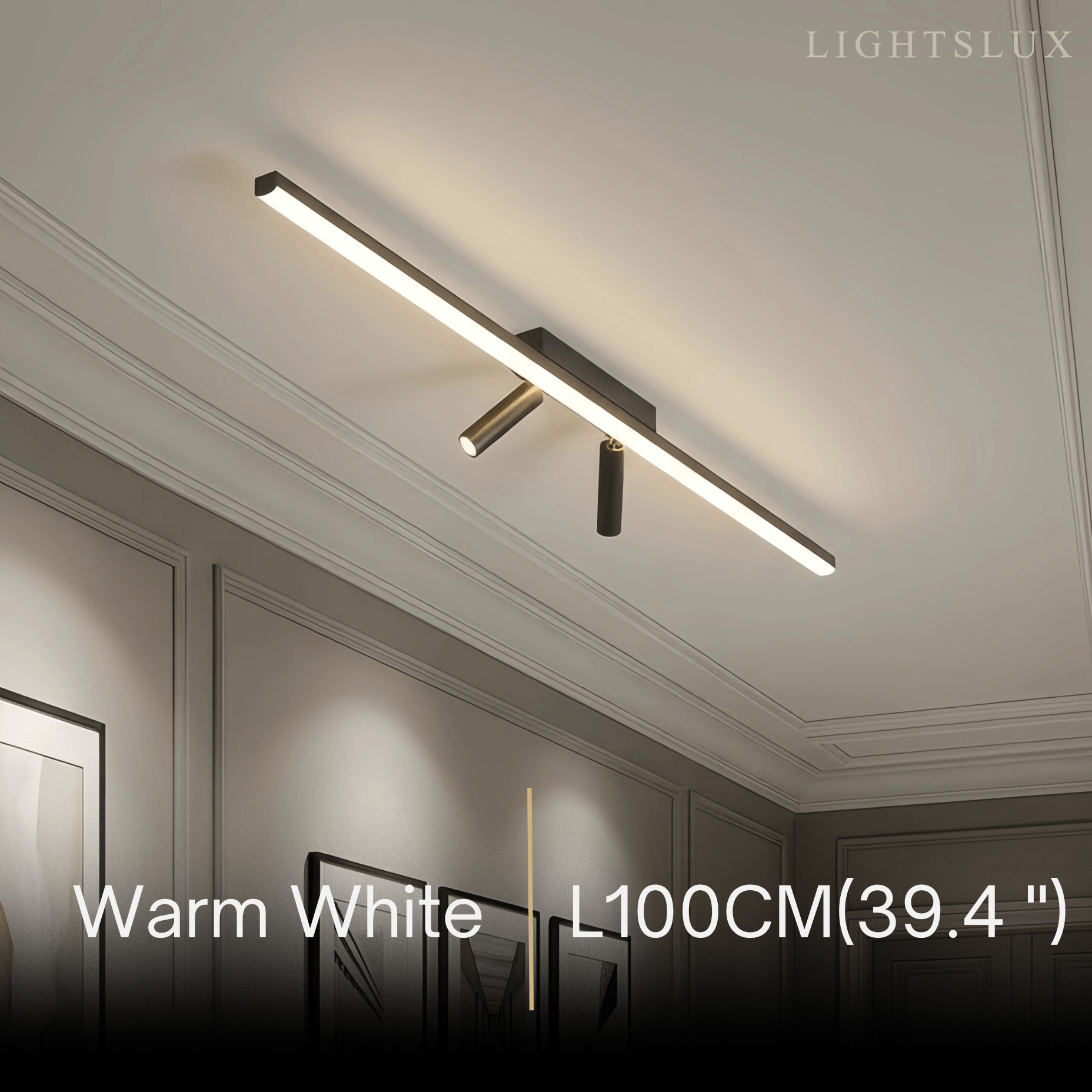Arcato Minimalistische lineare Deckenleuchte – Schwarze Metallleuchte für Wohn-/Schlafzimmer