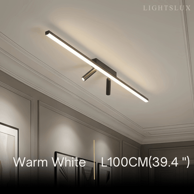Arcato Minimalistische lineare Deckenleuchte – Schwarze Metallleuchte für Wohn-/Schlafzimmer