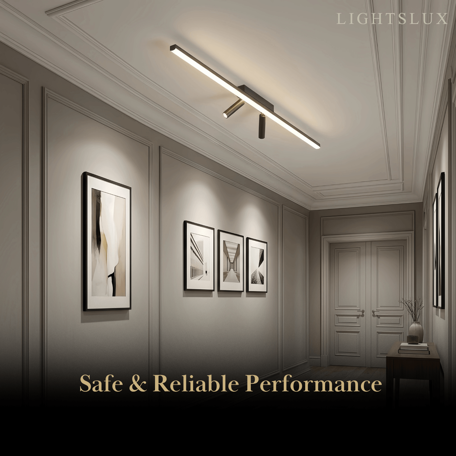 Arcato Minimalistische lineare Deckenleuchte – Schwarze Metallleuchte für Wohn-/Schlafzimmer