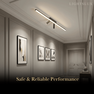 Arcato Minimalistische lineare Deckenleuchte – Schwarze Metallleuchte für Wohn-/Schlafzimmer
