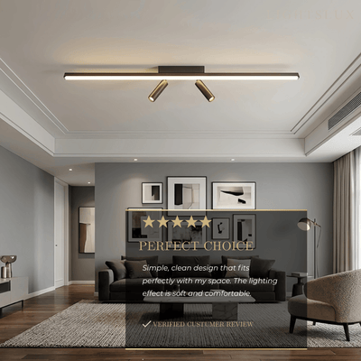 Arcato Minimalistische lineare Deckenleuchte – Schwarze Metallleuchte für Wohn-/Schlafzimmer