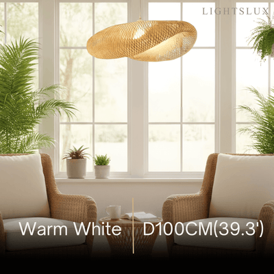 Bamburo Natural Bamboo Pendant Light – Irregular Wood Design for Dining Room