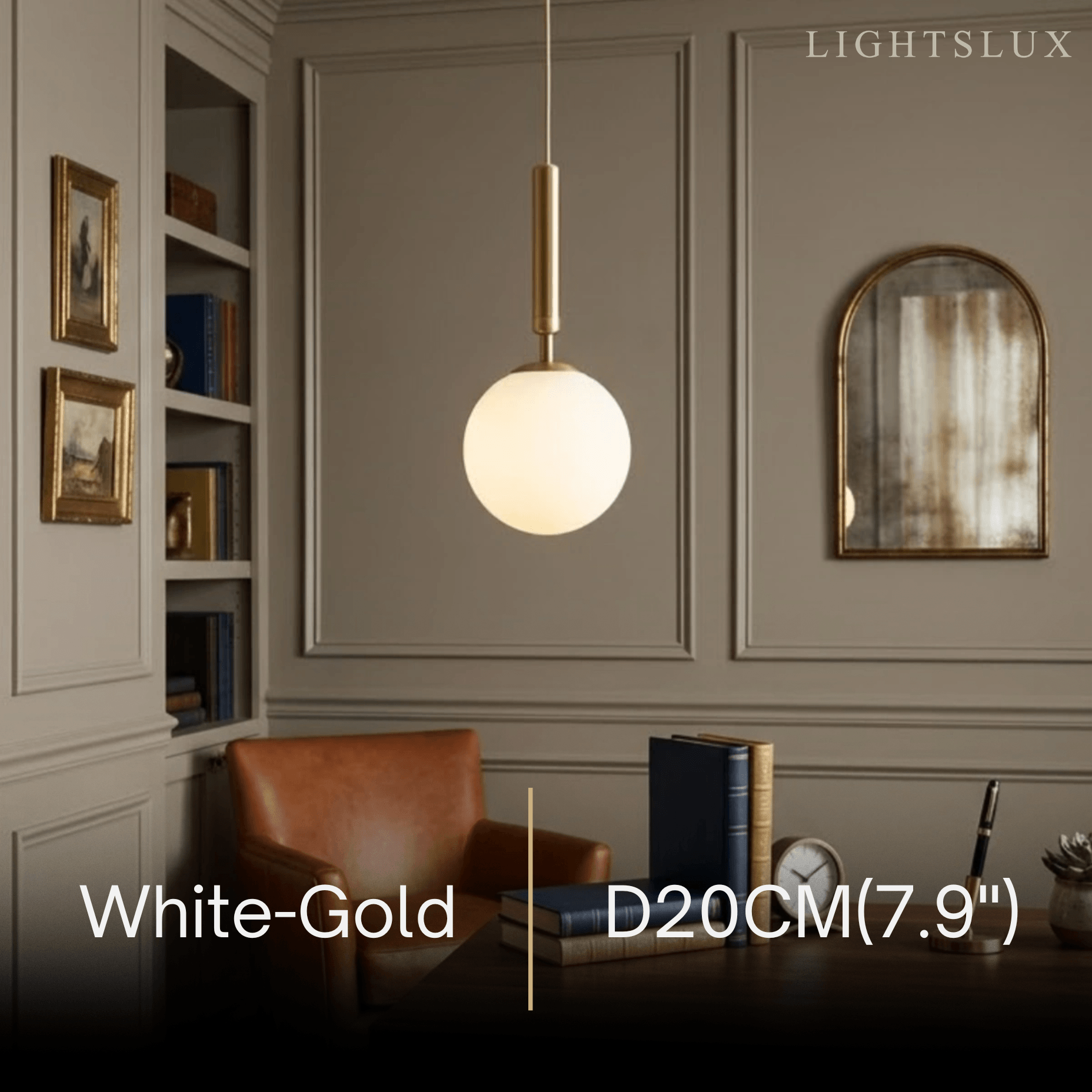 Modern Gold Pendant Light – Globular Glass/Metal Fixture