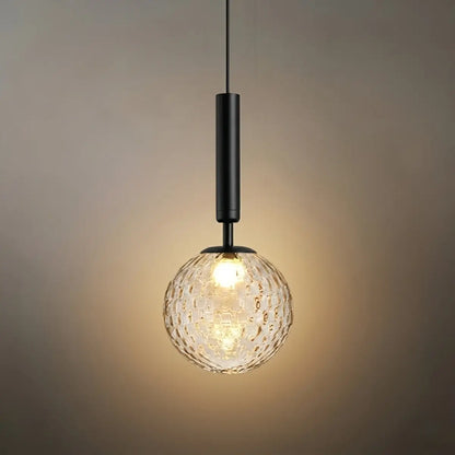 Modern Gold Pendant Light – Globular Glass/Metal Fixture
