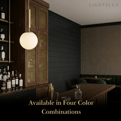 Modern Gold Pendant Light – Globular Glass/Metal Fixture