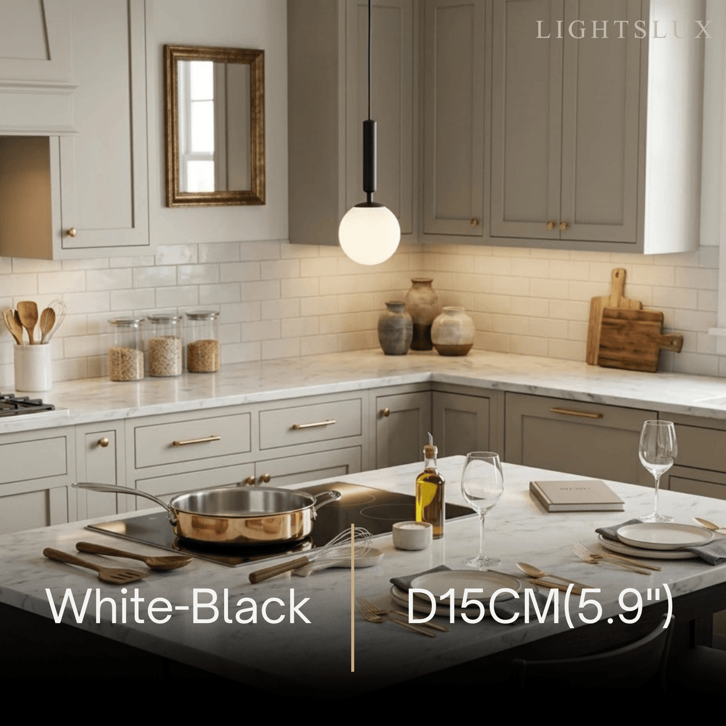 Modern Gold Pendant Light – Globular Glass/Metal Fixture