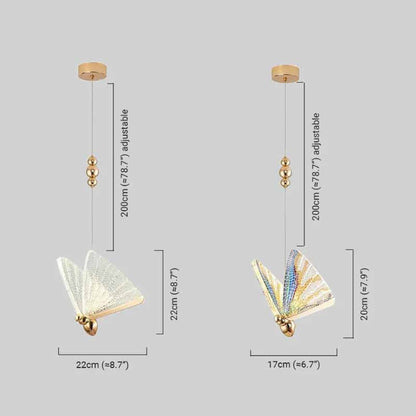 Art Deco Butterfly Pendant Light Dimension