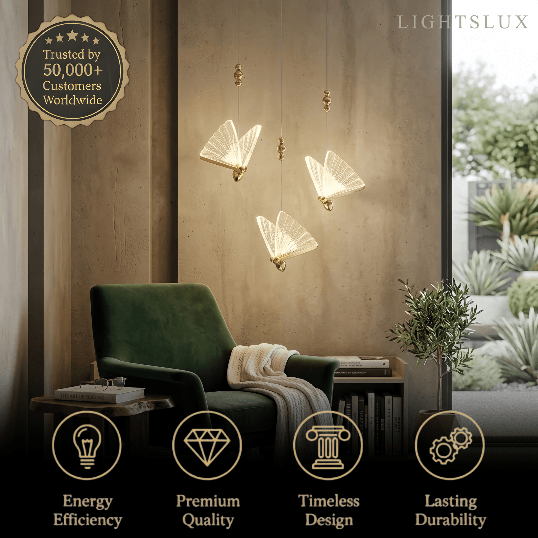 Vivara Art Deco Butterfly Pendant Light