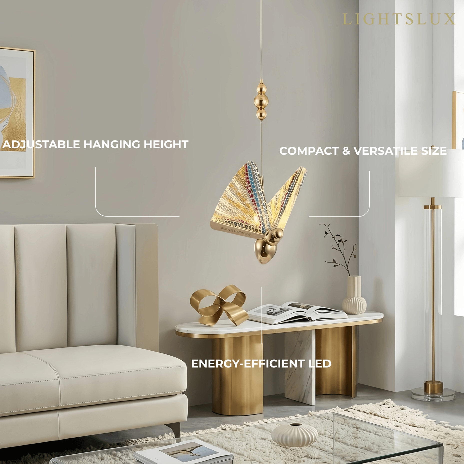 Vivara Art Deco Butterfly Pendant Light