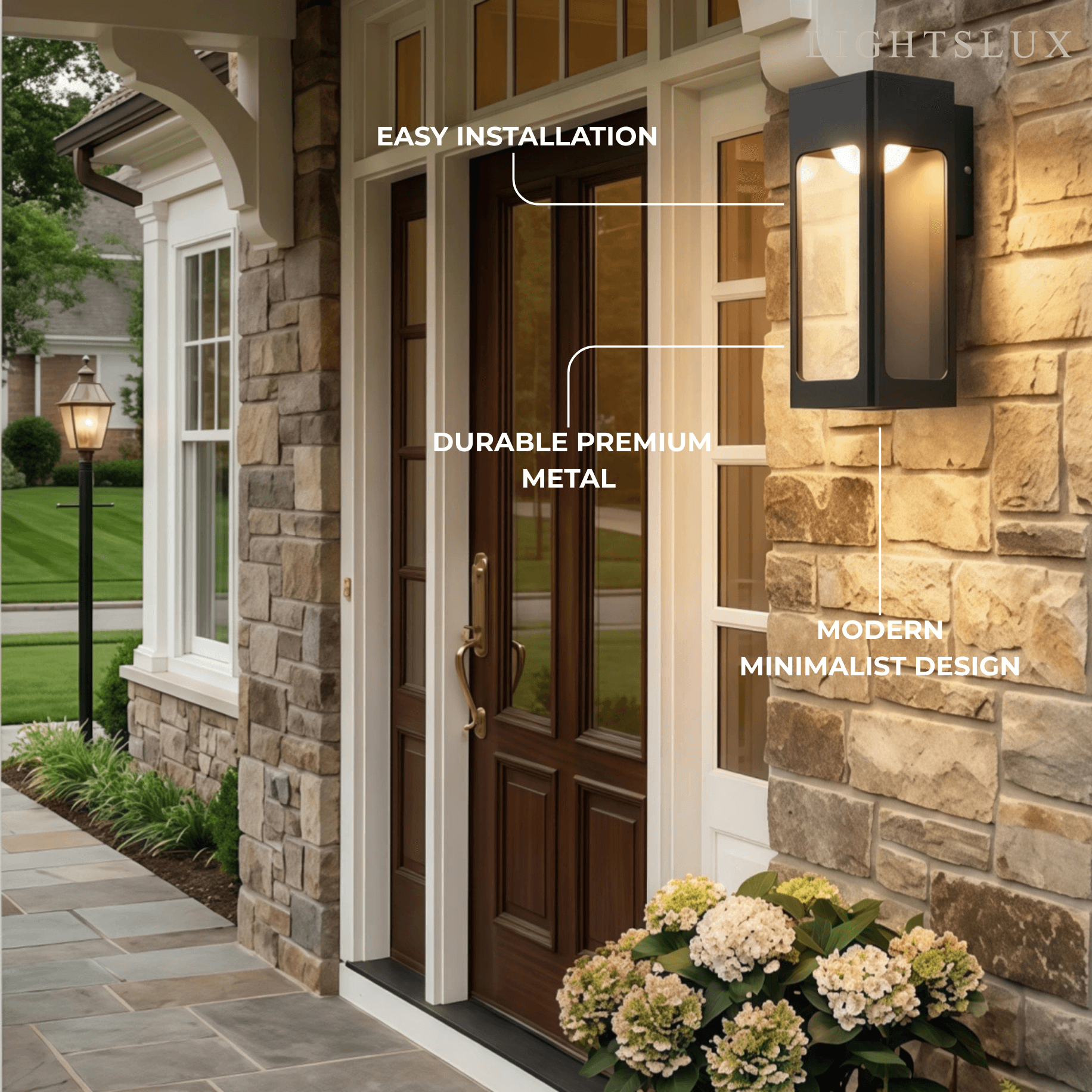  Modern Outdoor Wall Lamp – Metal Lantern with Sensor 