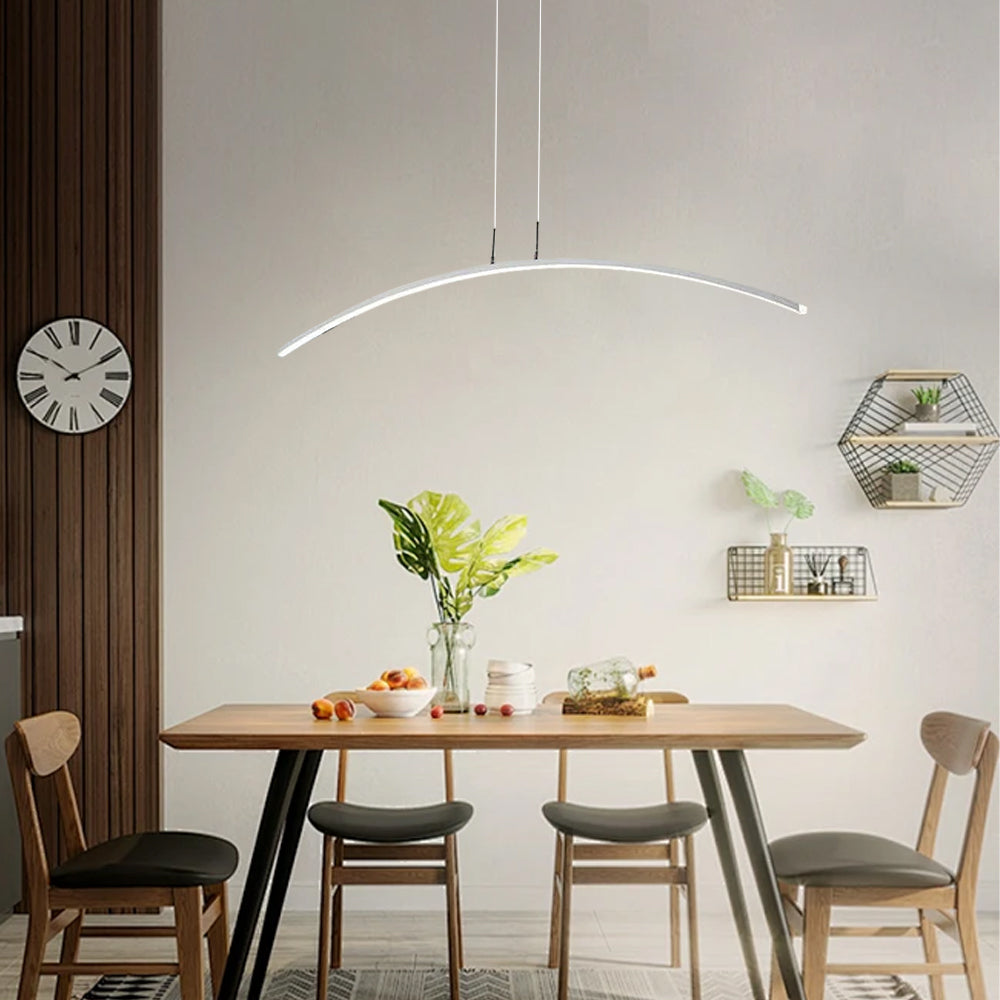 Pendant Light — Black & White Curved Metal for Dining Room