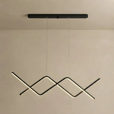 Arcato Minimalist Metal Pendant Light - Black/Gold Double Curve 