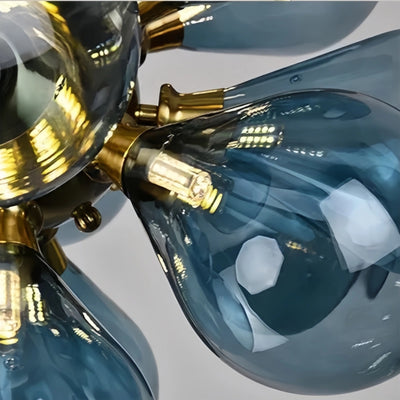 Art Deco Bubble Chandelier – Blue/Purple/White Glass for Living Room