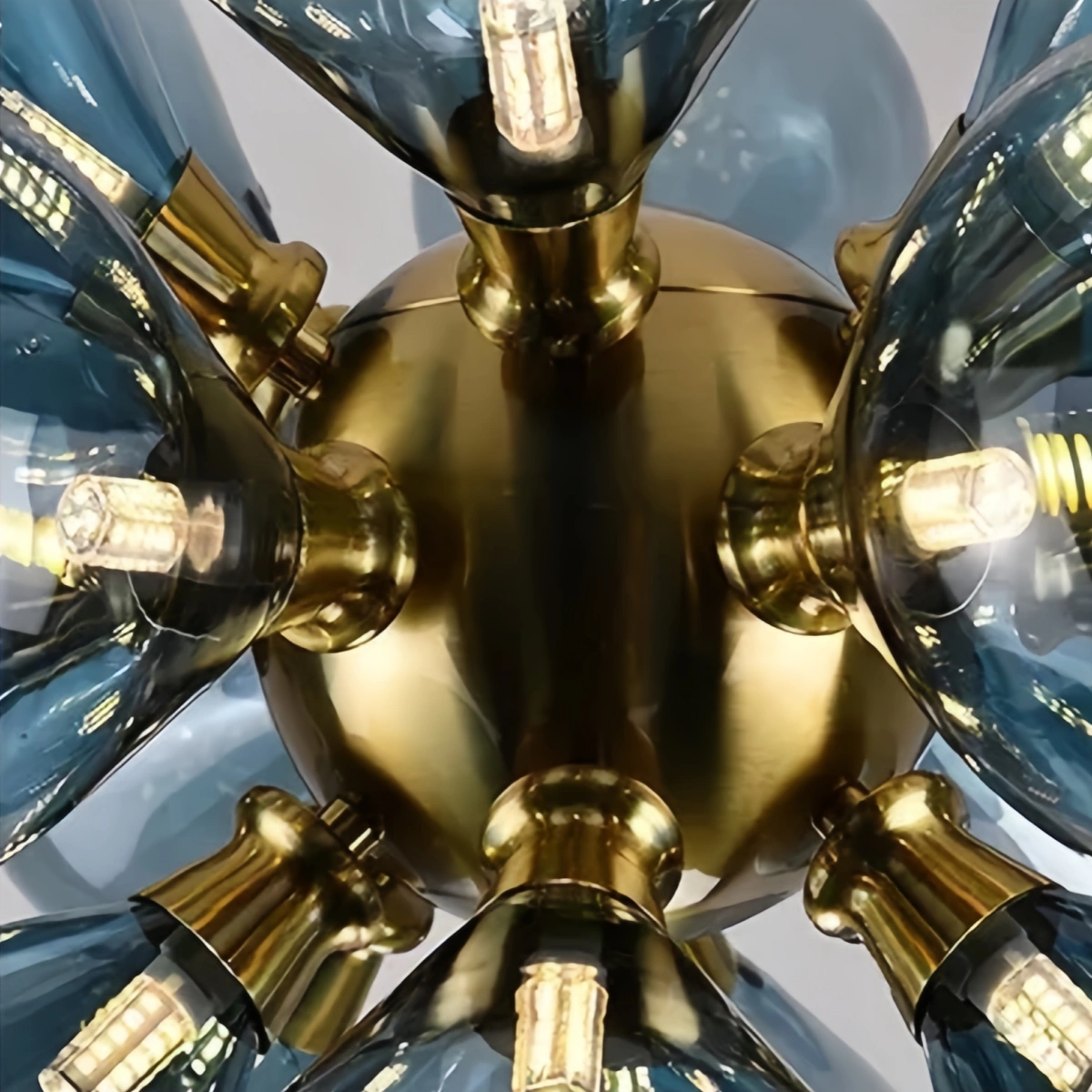 Art Deco Bubble Chandelier – Blue/Purple/White Glass for Living Room