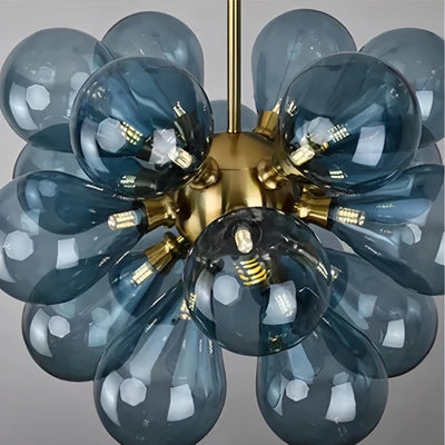 Art Deco Bubble Chandelier – Blue/Purple/White Glass for Living Room