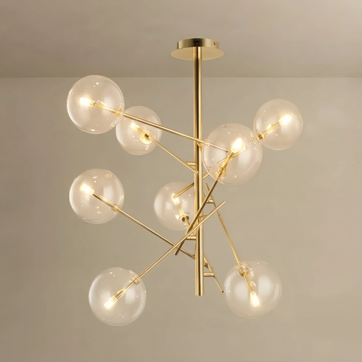 WV353Nebula Designer Bubble Chandelier - Clear Glass & Metal Branch for Dining Room/Kitchen