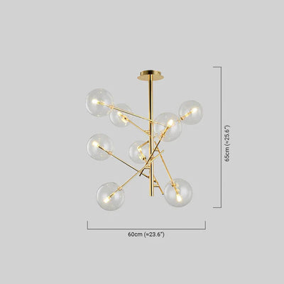 Designer Bubble Chandelier - Clear Glass & Metal Branch for Dining Room/Kitchen