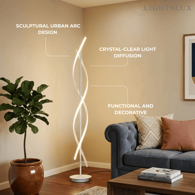  Arcato Modern Black & White Floor Lamp