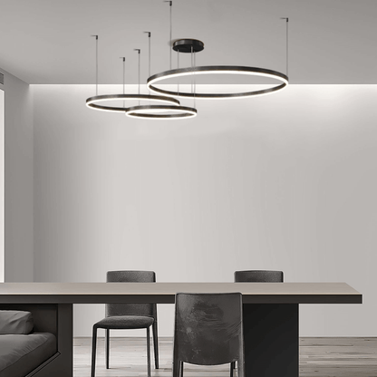 Modern 3-Ring Black Pendant Light Dining Room