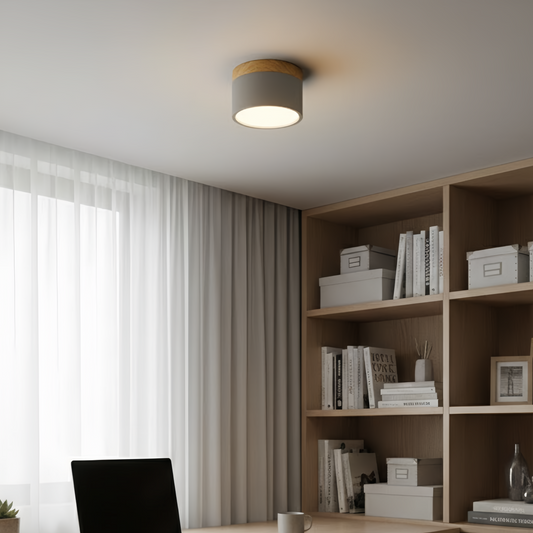 Morandia Nordic LED-Deckenleuchte Zylinder – Metall/Holz für Flur