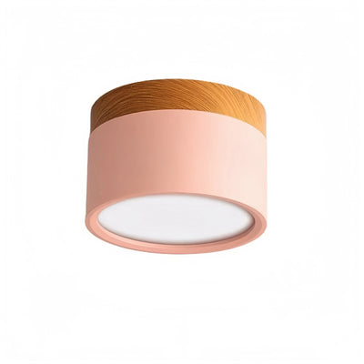 Morandia Nordic LED-Deckenleuchte Zylinder – Metall/Holz für Flur
