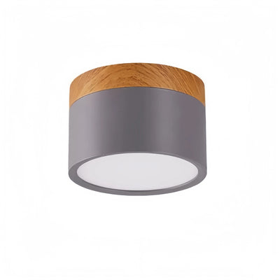 Morandia Nordic LED-Deckenleuchte Zylinder – Metall/Holz für Flur