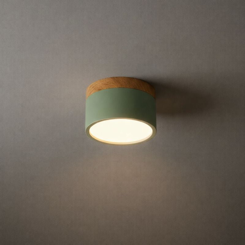 WV503 Morandia Nordic LED Ceiling Light Cylinder - Metal/Wood for Hallway