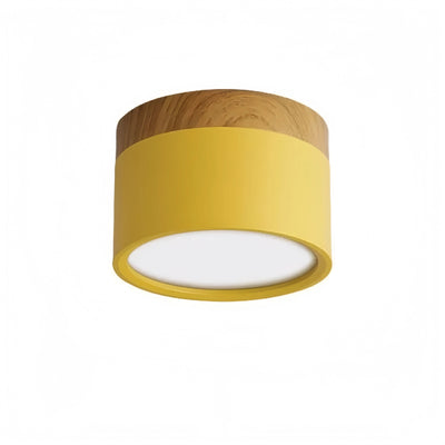 Morandia Nordic LED-Deckenleuchte Zylinder – Metall/Holz für Flur