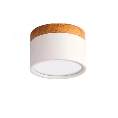 Morandia Nordic LED-Deckenleuchte Zylinder – Metall/Holz für Flur