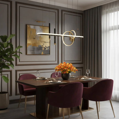 Arcato Modern Geometric Pendant Light — Black/Gold Metal & Acrylic Dining Room