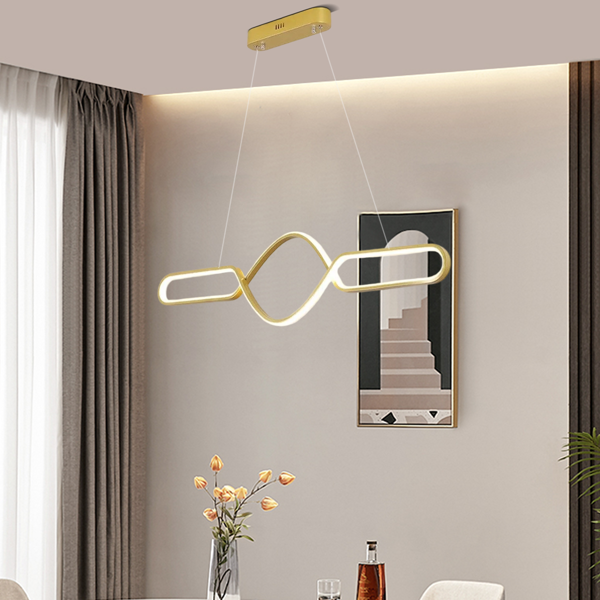 Pendant Light — Black Metal & Silica Gel Cross Linear Dining Room